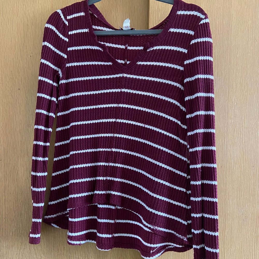 Maroon and white striped Long-sleeve